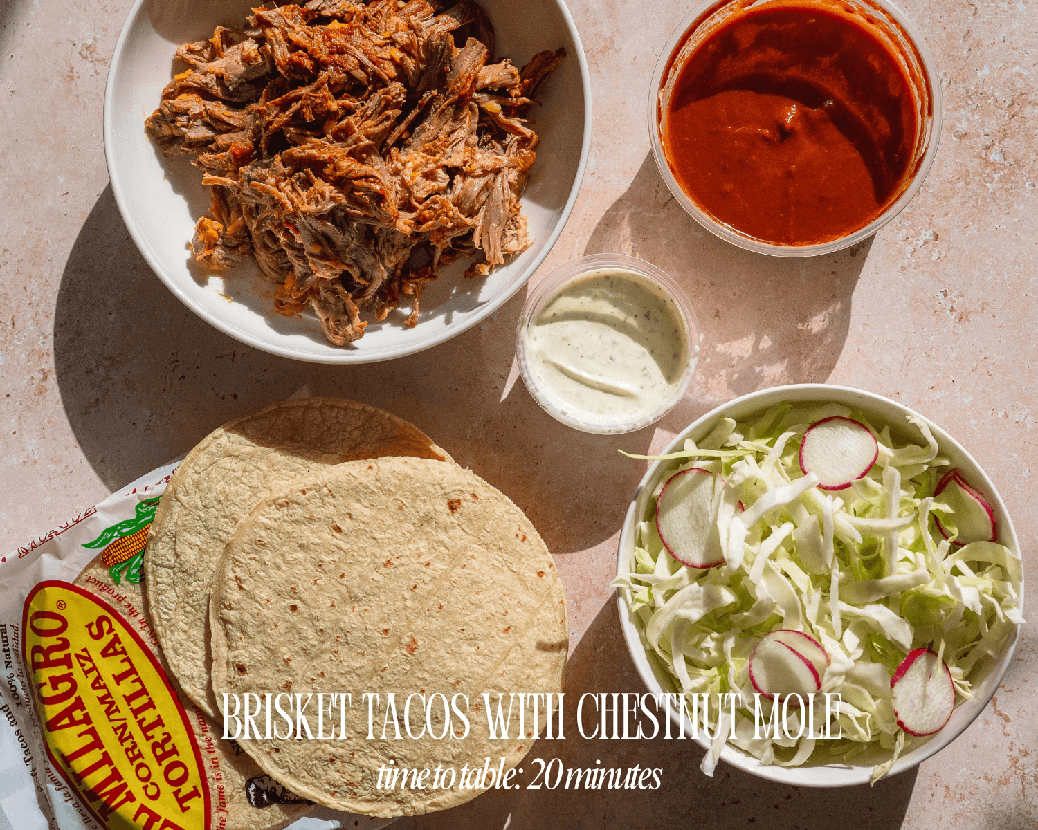 Brisket tacos with chestnut mole